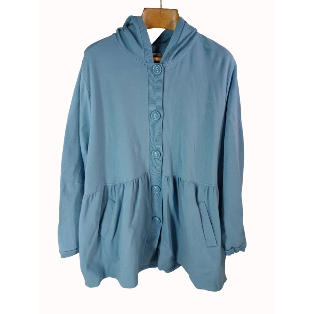 All American Comfort Womens Blue Button Front Jacket Pockets Size 3X Plus